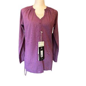 ExOfficio Bugs Away Tunic Womens Top Shirt Sz Small Insect Shield Purple V-Neck